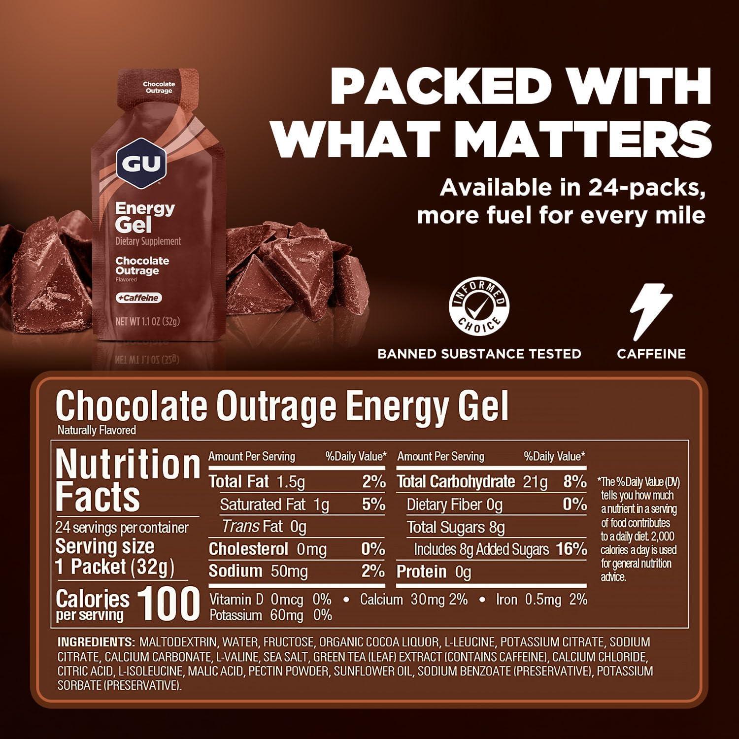 imageGU Energy Original Sports Nutrition Energy Gel Strawberry Banana 24 Count BoxChocolate Outrage