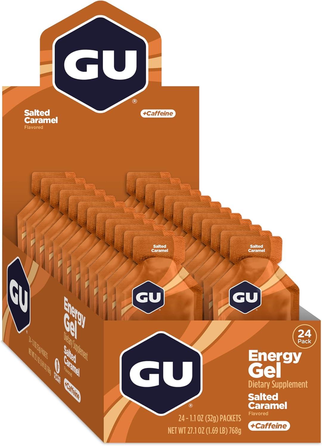 imageGU Energy Original Sports Nutrition Energy Gel Strawberry Banana 24 Count BoxSalted Caramel
