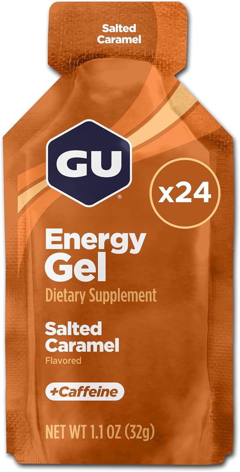 imageGU Energy Original Sports Nutrition Energy Gel Strawberry Banana 24 Count BoxSalted Caramel