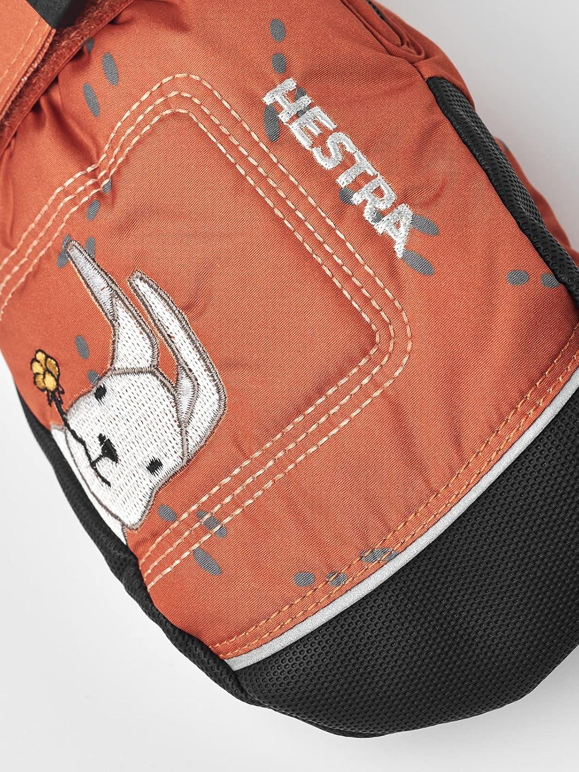 imageHestra Baby Zip Long Mitt Child 19yrs Waterproof Insulated Mittens for Toddlers ampamp Kids for Winter ampamp Playing in The SnowOrange Print