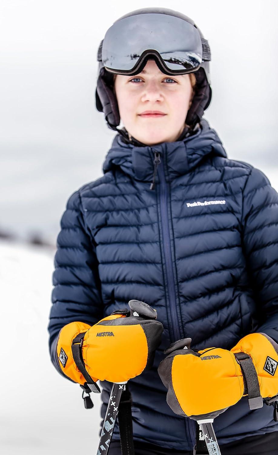 imageHestra Gauntlet CZone Junior Mitt Youth 413yrs Waterproof Insulated Kids Snow Mittens for Winter Skiing ampamp Playing in The SnowOrange Multi