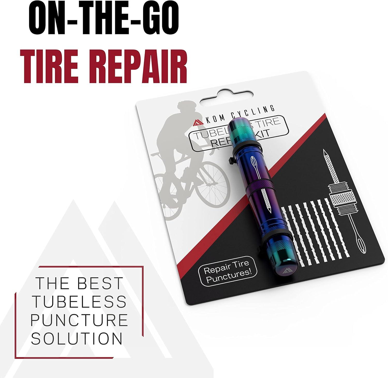 imageKOM Cycling Tubeless Tire Repair Kit for Bikes 8 Colors Fixes Mountain Bike and Road Bicycle Tire PuncturesPink