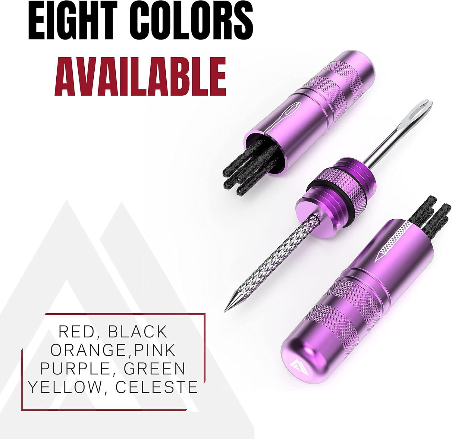 imageKOM Cycling Tubeless Tire Repair Kit for Bikes 8 Colors Fixes Mountain Bike and Road Bicycle Tire PuncturesPurple