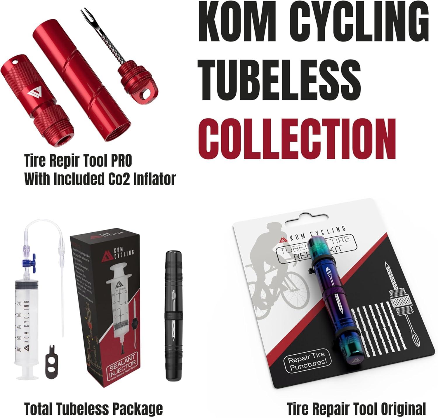 imageKOM Cycling Tubeless Tire Repair Kit for Bikes 8 Colors Fixes Mountain Bike and Road Bicycle Tire PuncturesPurple