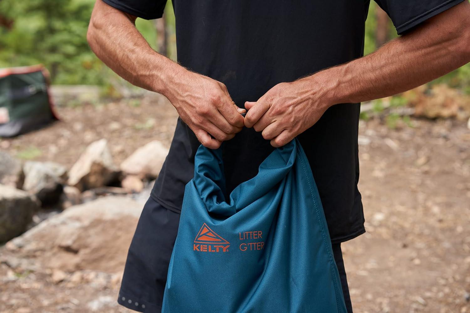 imageKelty Litter Gtter Reusable Heavy Duty Garbage Bag and Carry Sack for Firewood Cans and Campsite Trash Puncture Water Resistant Fabric Roll Top 30L CapacityDeep Teal