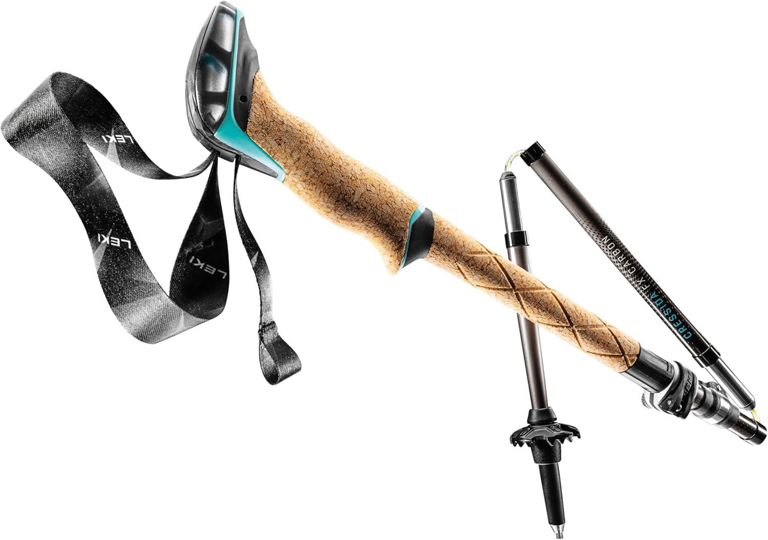 imageLEKI Cressida FX Carbon Collapsible Lightweight Walking Poles for Trekking ampamp HikingBrownLightblueMetallic