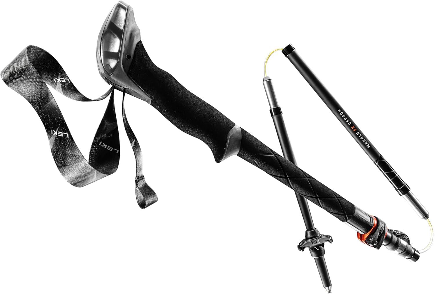 imageLEKI Makalu FX Carbon Trekking Poles Foldable Collapsible Lightweight Walking Poles for HikingBlackOrangeCarbon