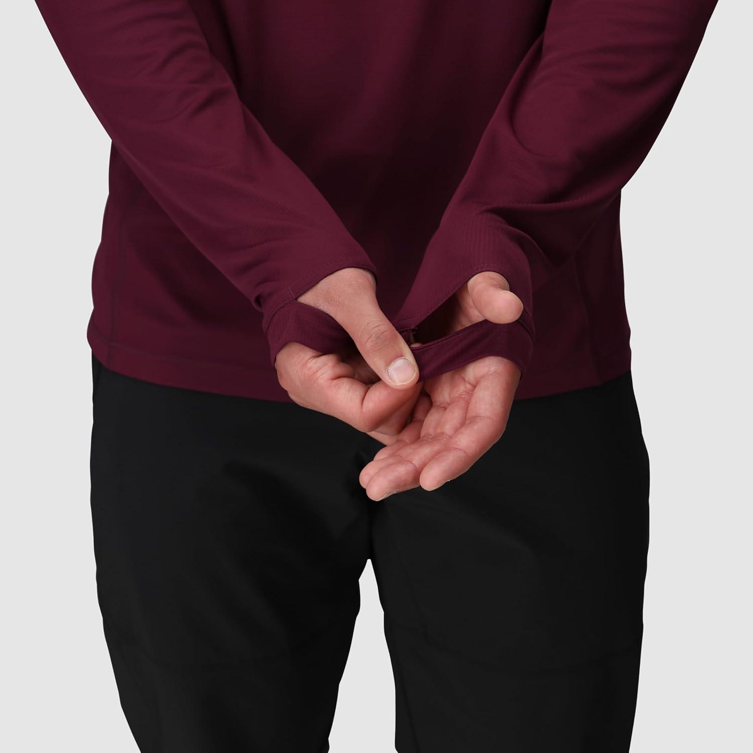 imageOutdoor Research Mens Echo Hoodie Lightweight UPF 15 Sun Shirt MoistureWicking Odor Control BreathableWinterberry