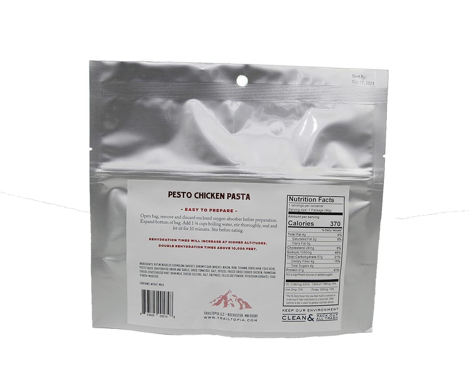 imageTrailtopia Chicken Stew with Noodles Freeze Dried Hiking Dinner Delicious Taste Quick ampamp Easy Prep Lightweight Perfect for Camping ampamp Backpacking High Energy Meals for Outdoor AdventuresPesto Chicken Pasta