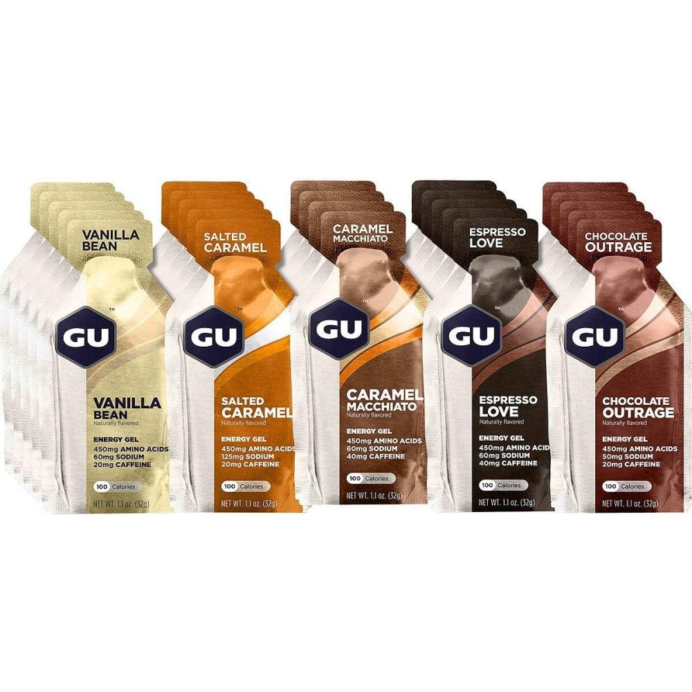imageGU Energy Original Sports Nutrition Energy Gel Strawberry Banana 24 Count BoxAssorted Indulgent Flavors