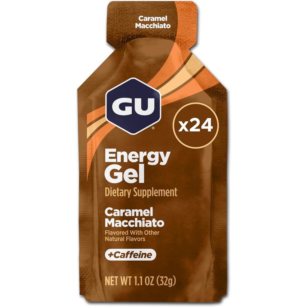 imageGU Energy Original Sports Nutrition Energy Gel Strawberry Banana 24 Count BoxCaramel Macchiato