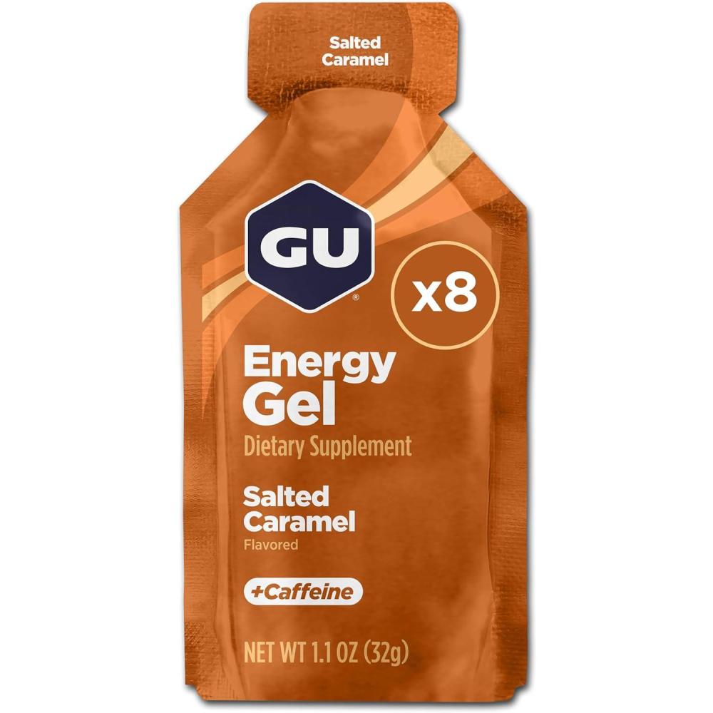 imageGU Energy Original Sports Nutrition Energy Gel Strawberry Banana 24 Count BoxSalted Caramel