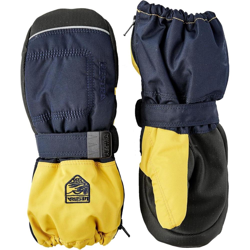 imageHestra Baby Zip Long Mitt Child 19yrs Waterproof Insulated Mittens for Toddlers ampamp Kids for Winter ampamp Playing in The SnowDark NavyYellow