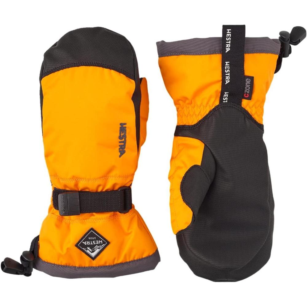 imageHestra Gauntlet CZone Junior Mitt Youth 413yrs  Waterproof Insulated Kids Snow Mittens for Winter Skiing ampamp Playing in The SnowOrange  Graphite
