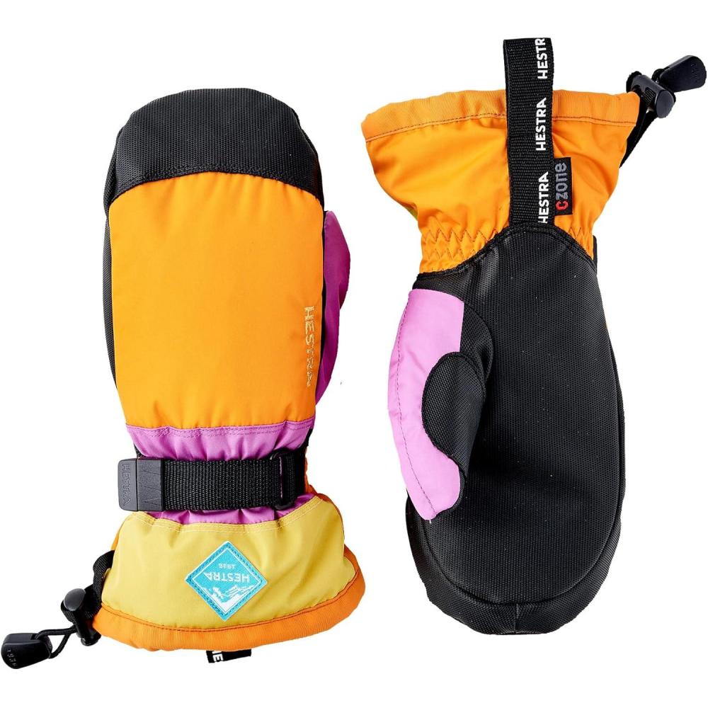 imageHestra Gauntlet CZone Junior Mitt Youth 413yrs Waterproof Insulated Kids Snow Mittens for Winter Skiing ampamp Playing in The SnowOrange Multi
