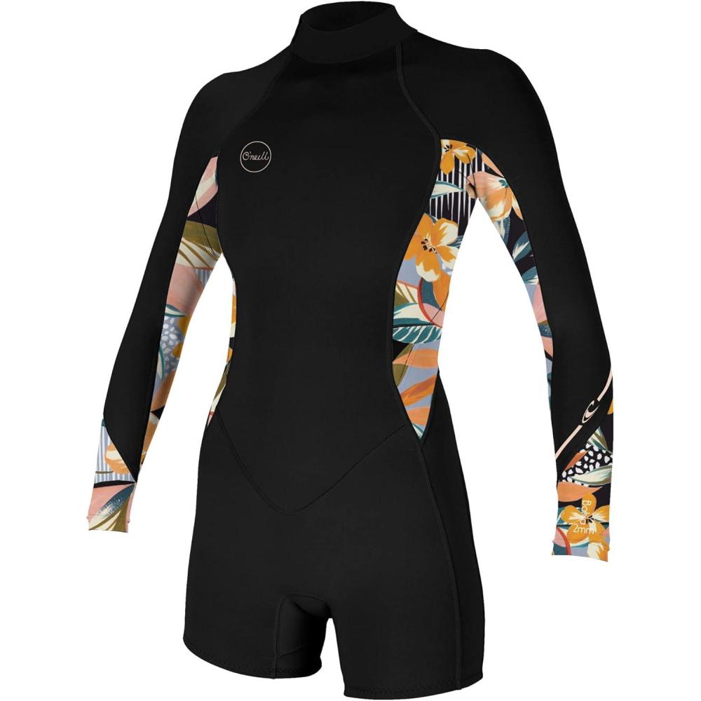 imageONeill Womens Bahia 21mm Back Zip Long Sleeve Spring WetsuitBlackDemiflorDemiflor