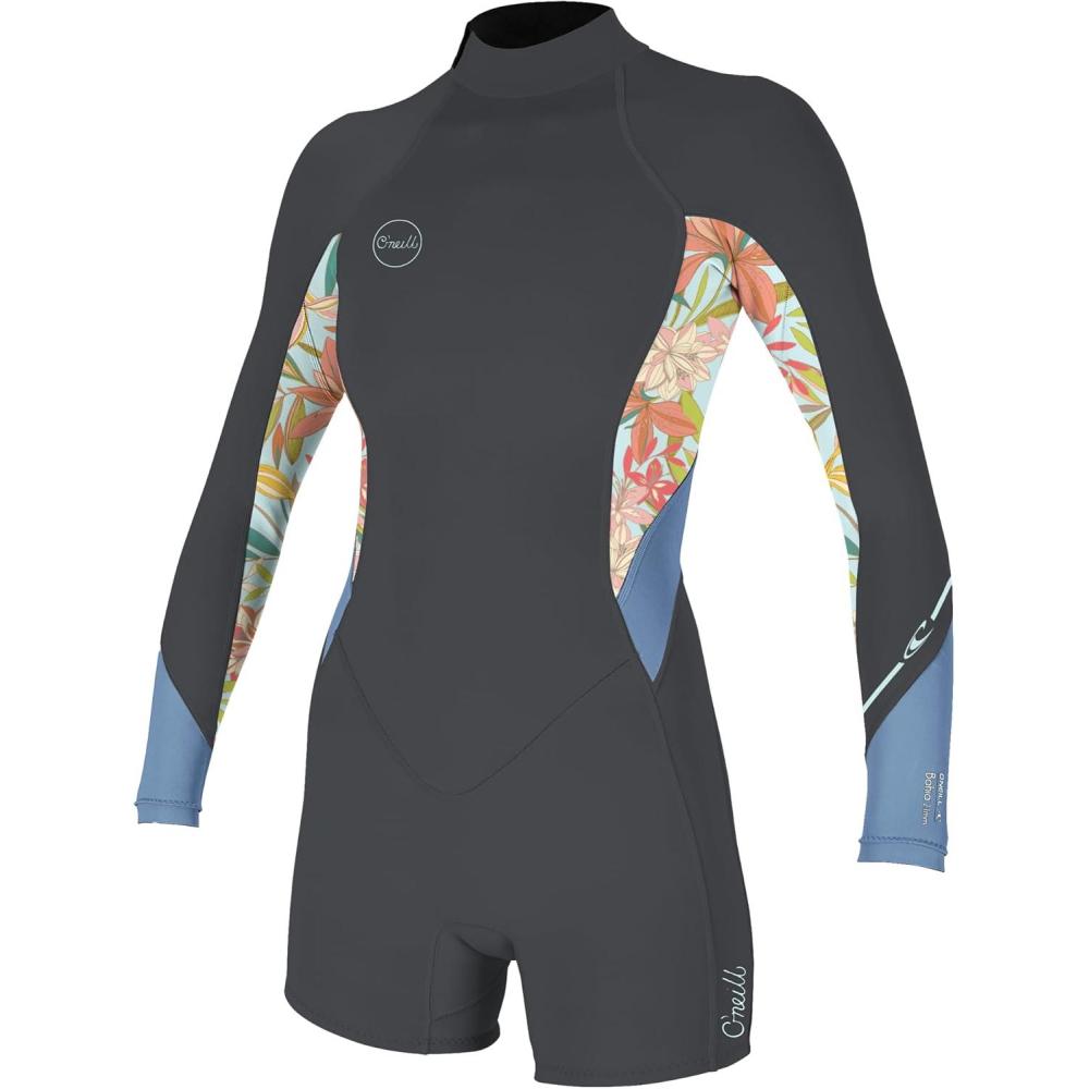 imageONeill Womens Bahia 21mm Back Zip Long Sleeve Spring WetsuitGraphiteDahliaInfinity