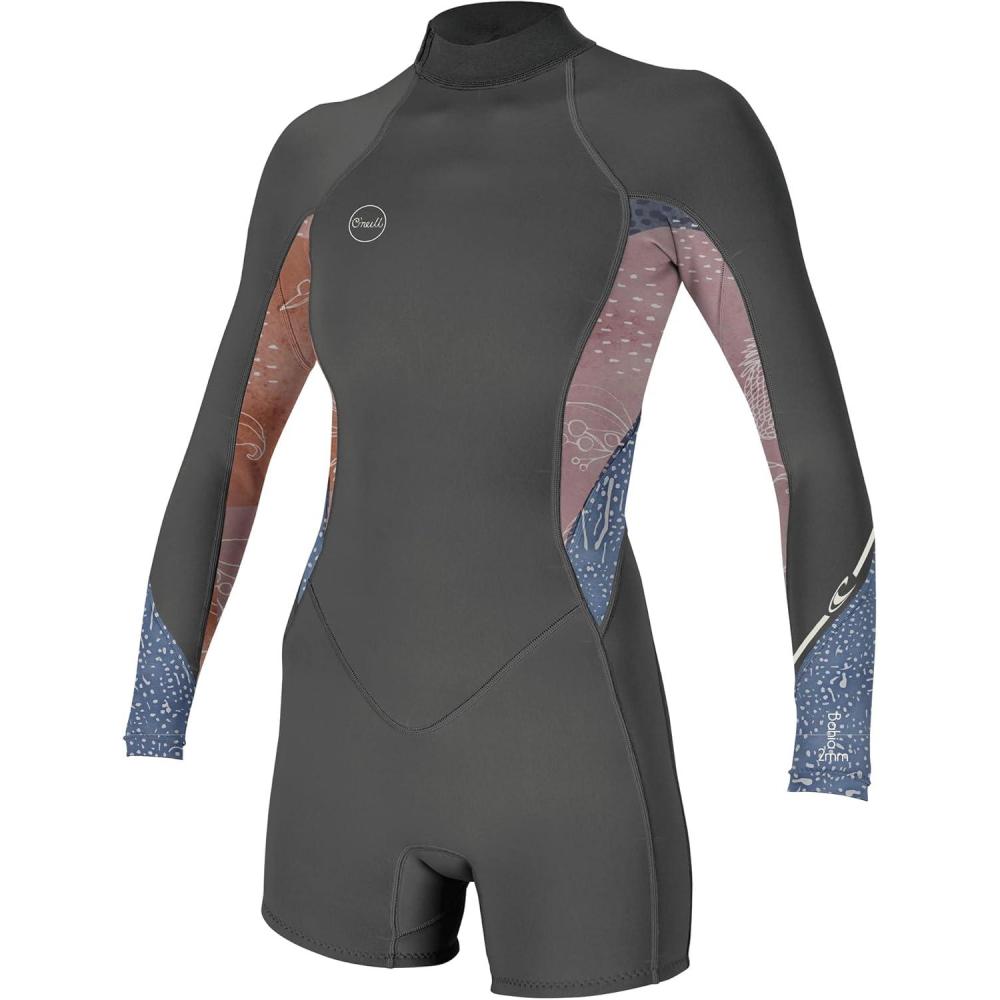 imageONeill Womens Bahia 21mm Back Zip Long Sleeve Spring WetsuitGraphiteDesert BloomDrift Blue