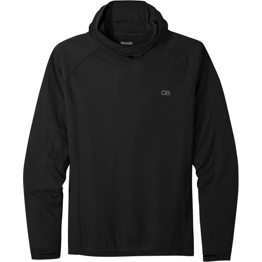 imageOutdoor Research Mens Echo Hoodie  Lightweight UPF 15 Sun Shirt MoistureWicking Odor Control BreathableBlack