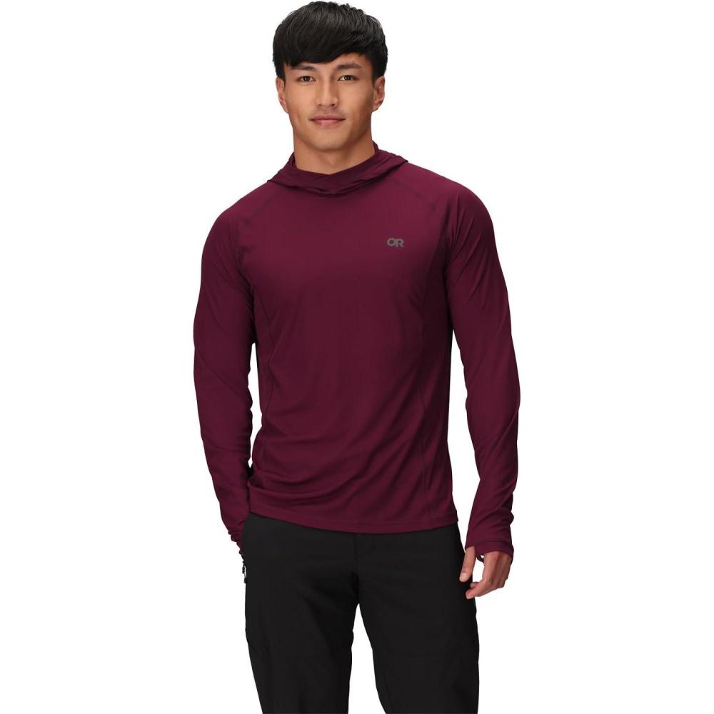 imageOutdoor Research Mens Echo Hoodie  Lightweight UPF 15 Sun Shirt MoistureWicking Odor Control BreathableWinterberry