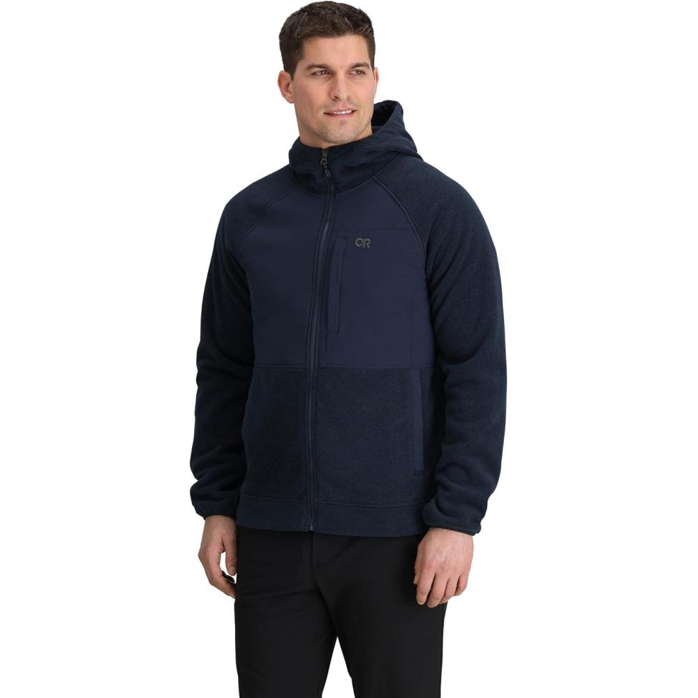 imageOutdoor Research Mens OR Polartec 200 Hoodie Fleece Insulated Quick Drying Moisture Wicking UPF 30 Standard FitDark Navy Heather