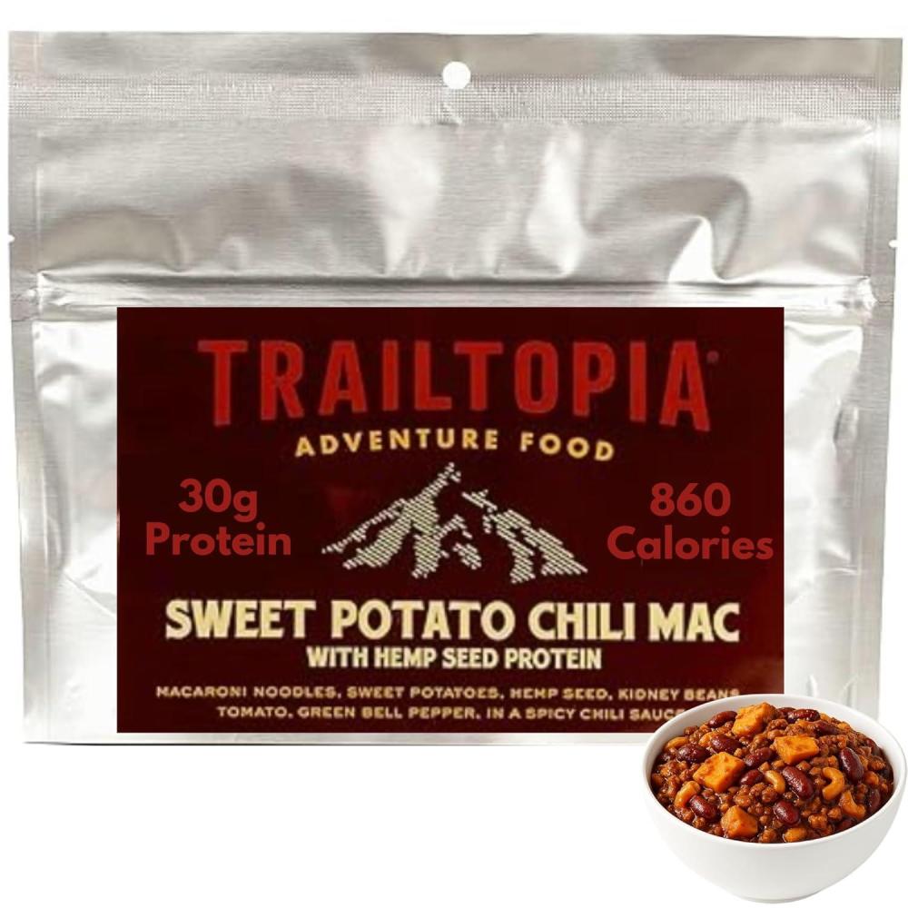 imageTrailtopia Chicken Stew with Noodles Freeze Dried Hiking Dinner Delicious Taste Quick ampamp Easy Prep Lightweight Perfect for Camping ampamp Backpacking High Energy Meals for Outdoor AdventuresSweet Potato Chili Mac