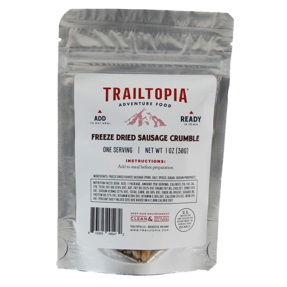 imageTrailtopia Hulled Hemp Seed Side Pack  Delicious Meal AddOn for Backpackers and Outdoor Enthusiasts  Nutritious ProteinPacked and Quick to Prepare Freeze Dried MealSausage Crumble