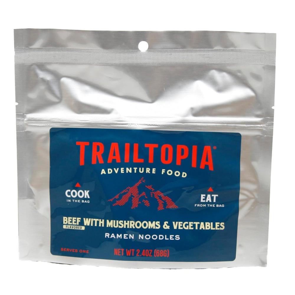 imageTrailtopias Best Instant Ramen for Camping  GlutenFree Dehydrated Meal with Premium Chicken Flavored Noodles  Amazing Taste  Quick Prep  Lightweight  Camping Food for BackpackingBeef with Vegetables and Mushroom