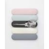 W&P Porter Stainless Steel Utensils with Silicone Carrying Case | Blush | Spoon, Fork & Knife for Meals on the Go | Portable and Compact Set(Slate)