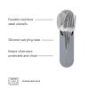 W&P Porter Stainless Steel Utensils with Silicone Carrying Case | Blush | Spoon, Fork & Knife for Meals on the Go | Portable and Compact Set(Slate)