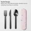 W&P Porter Stainless Steel Utensils with Silicone Carrying Case | Blush | Spoon, Fork & Knife for Meals on the Go | Portable and Compact Set(Terrazzo Blush)