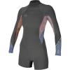O’Neill Women’s Bahia 2/1mm Back Zip, Long Sleeve, Spring Wetsuit(Graphite/Desert Bloom/Drift Blue)