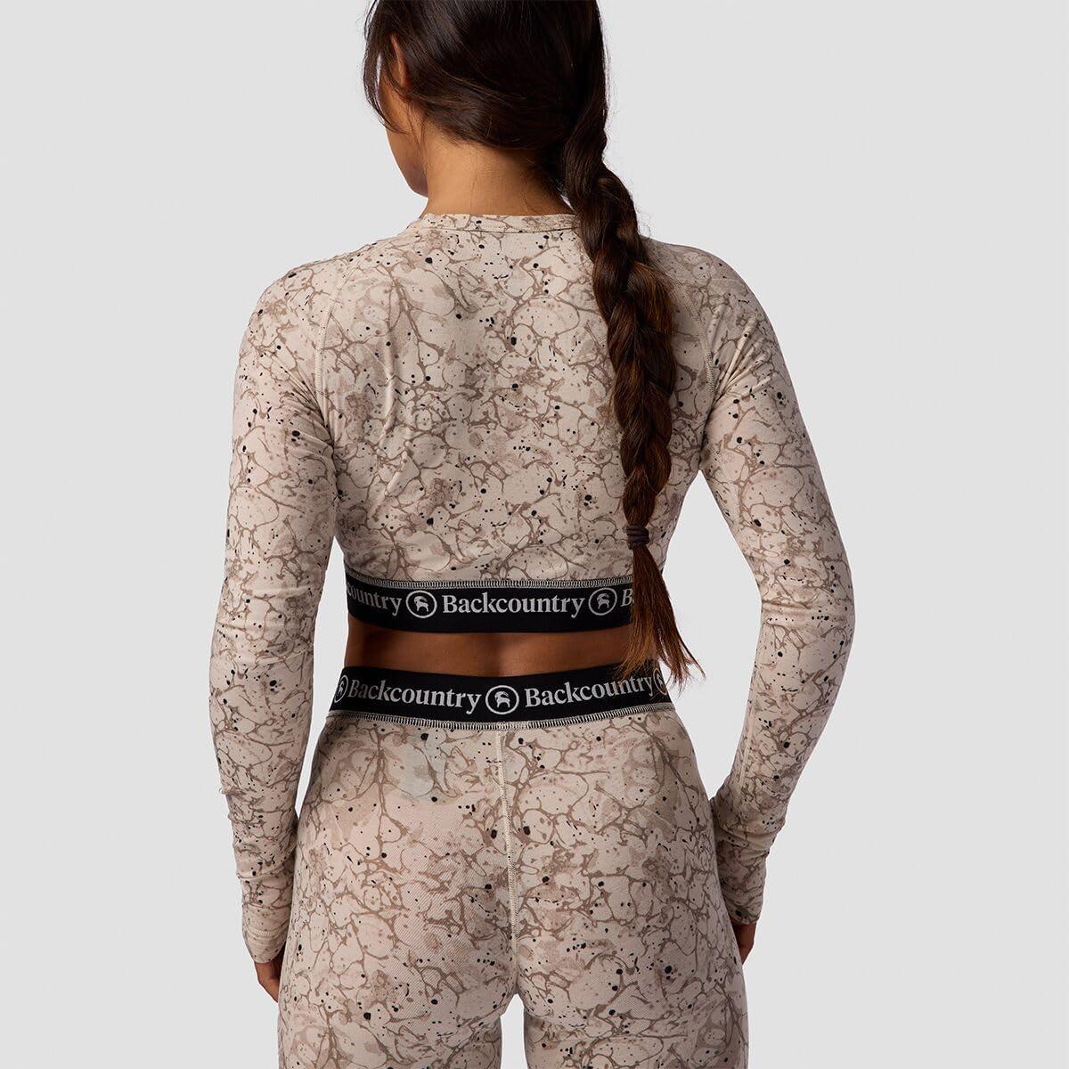 imageBackcountry Cedars RWS Merino LtWt Baselayer Cropped Crew Top WomensFog Zastrugi Print