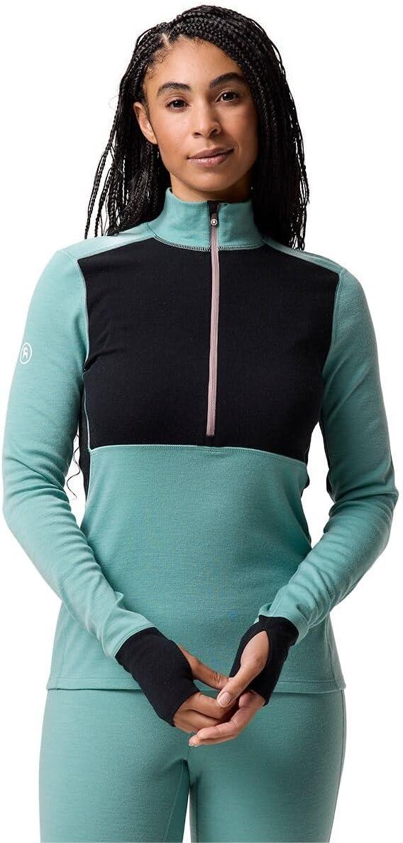 imageBackcountry Cedars RWS Merino MidWt Baselayer 14Zip Top WomensOil BlueBlack