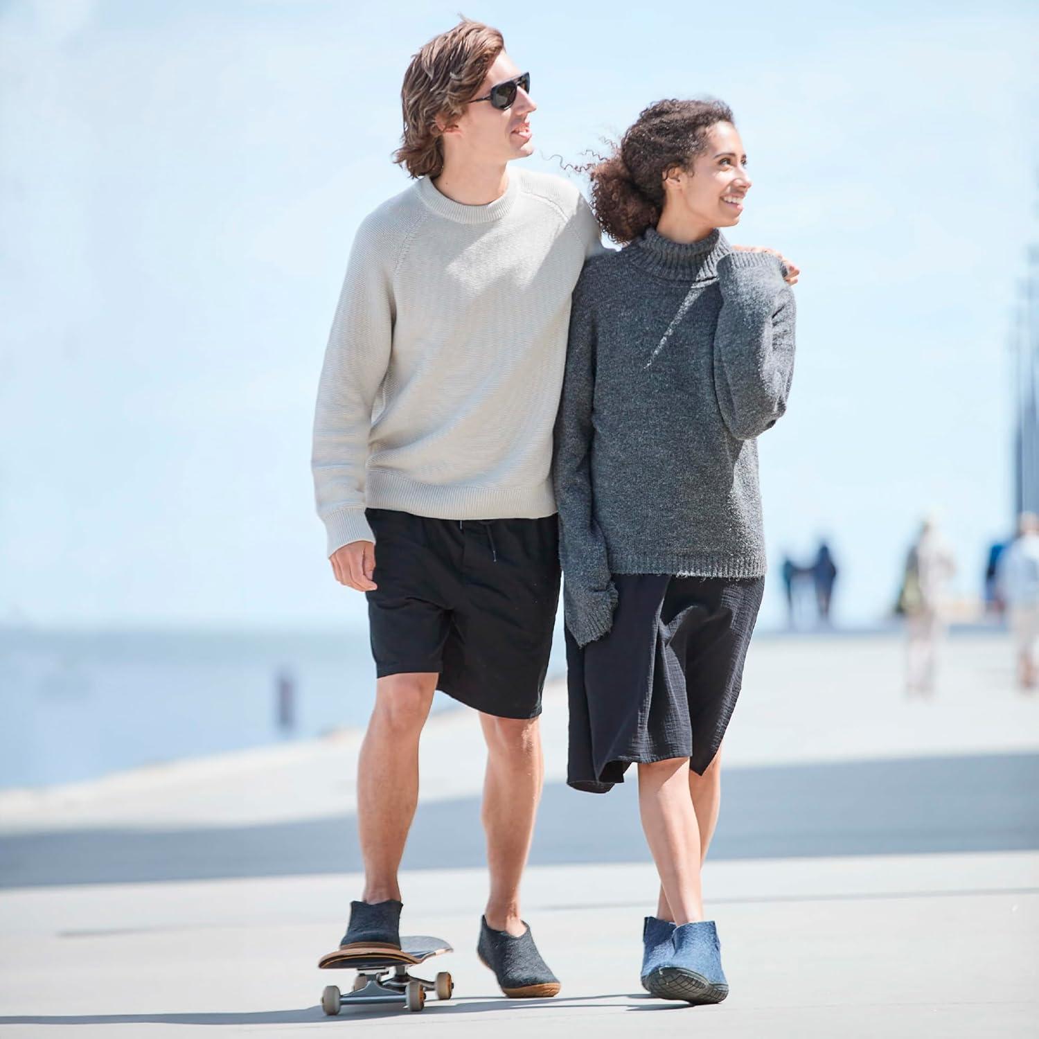 imageGlerups 100 quality wool mix Boot Slipper with rubber sole UnisexDenim