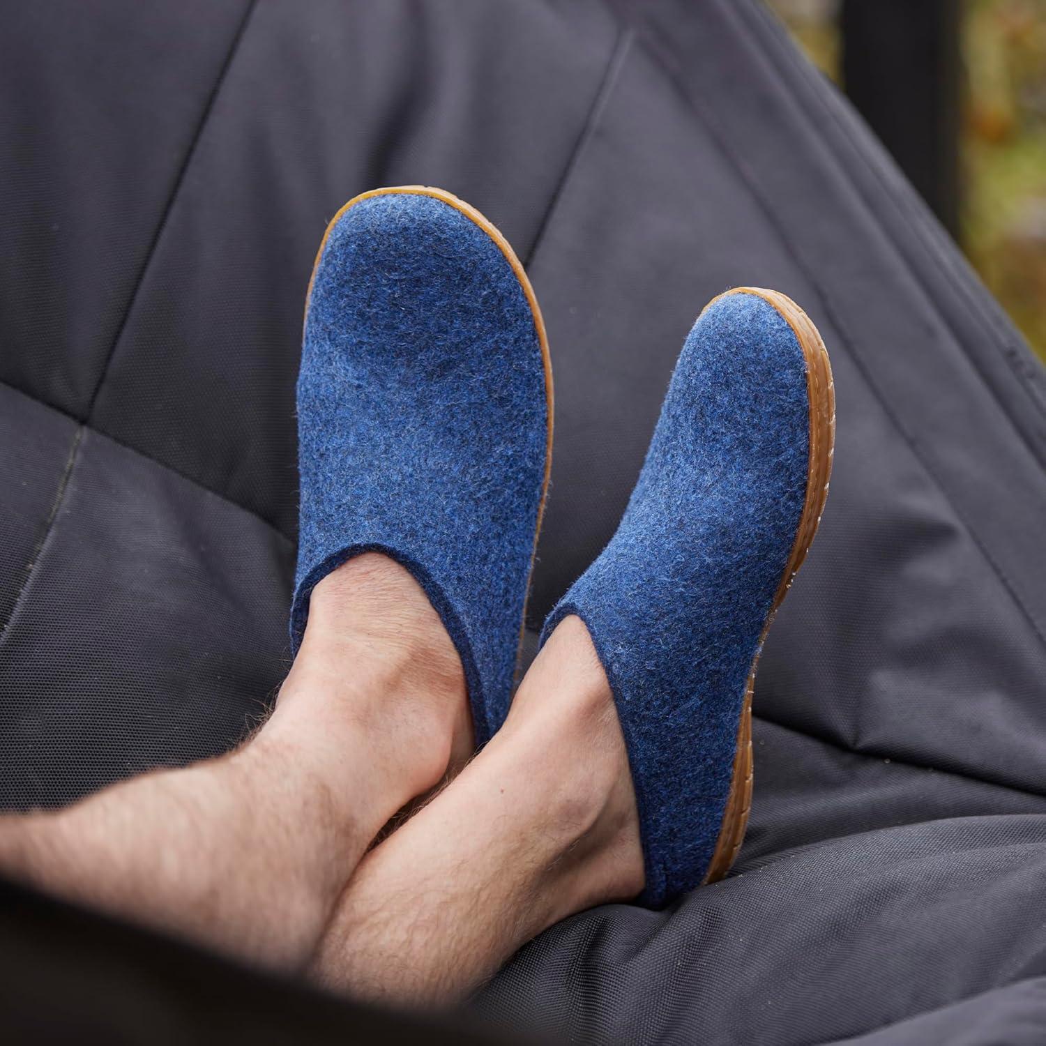 imageGlerups 100 quality wool mix Slipper with rubber sole Unisex SliponDenim
