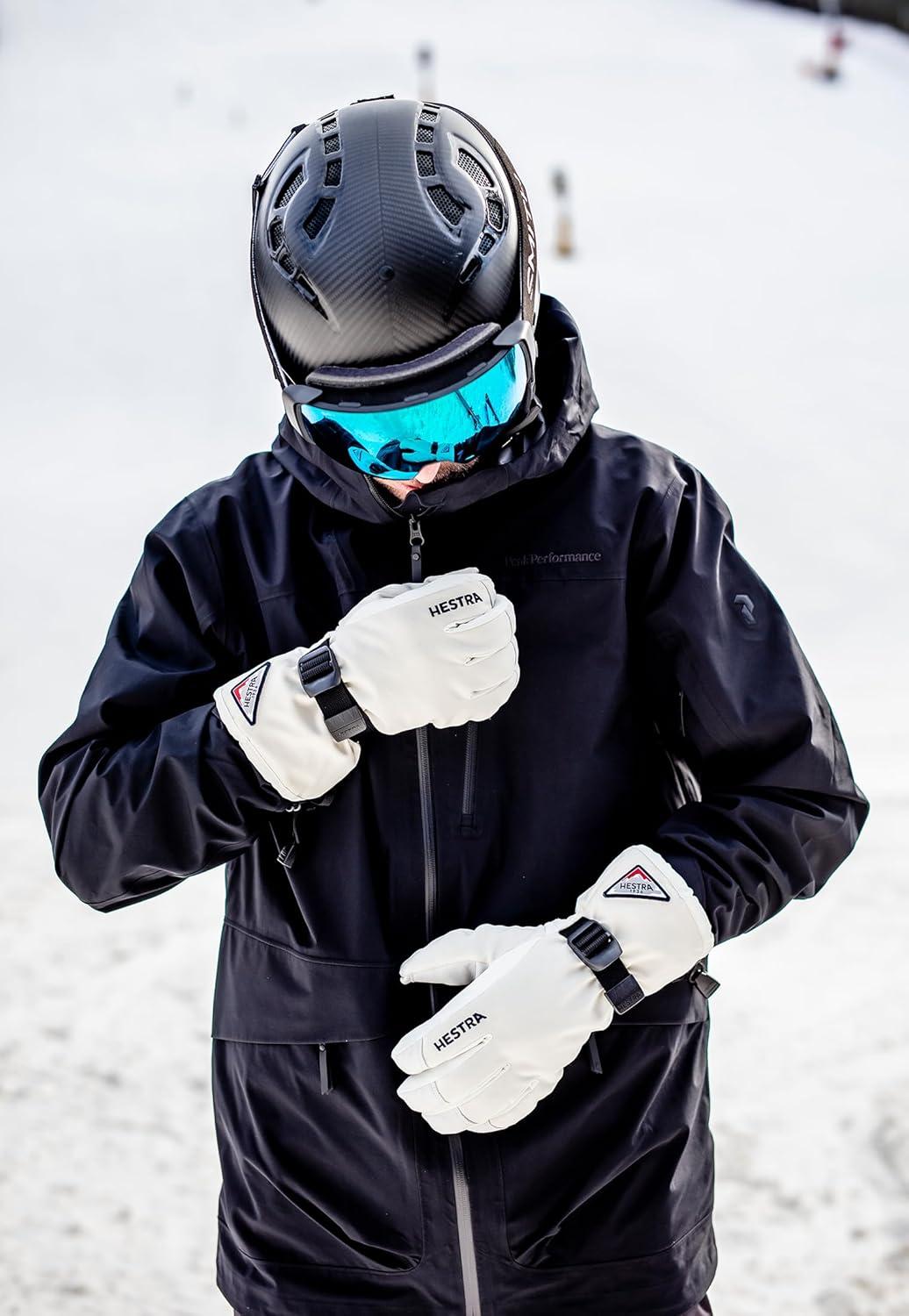 imageHestra Unisex Powder Gauntlet Glove Leather Windproof Insulated Glove for Alpine Ski Everyday Winter Wear for Men ampamp WomenNavyOffwhite