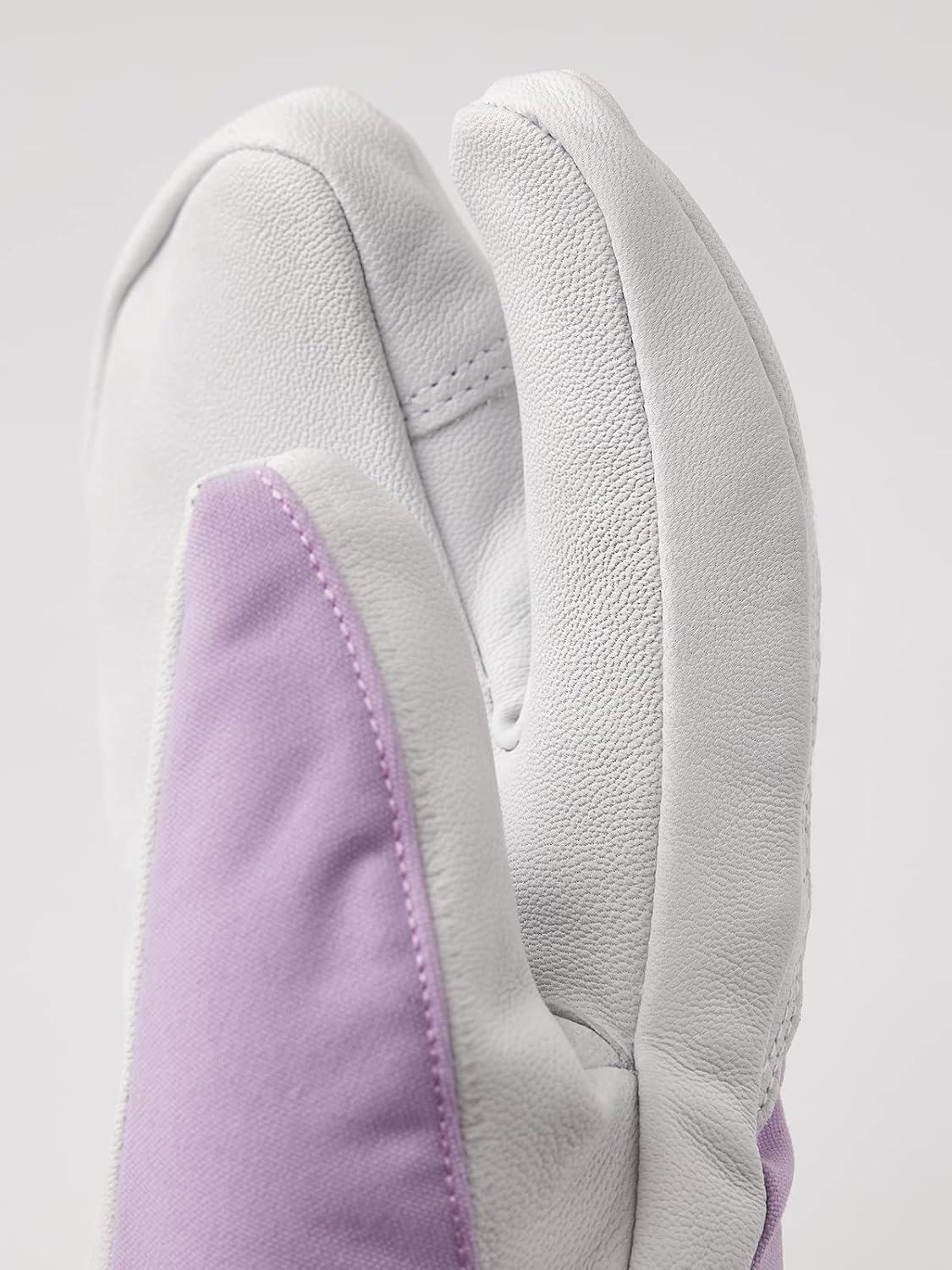 imageHestra Womens Heli Ski Female Glove 3Finger Leather Snow Glove for Skiing Snowboarding and MountaineeringSyringaOffwhite