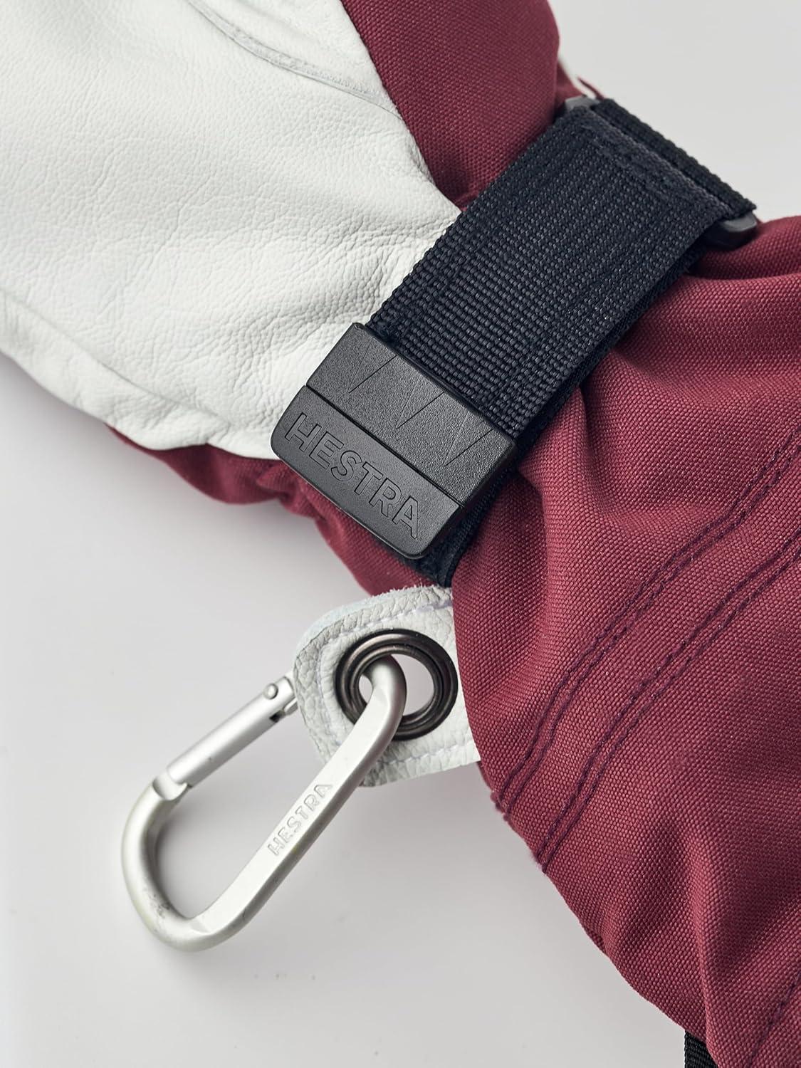 imageHestra Womens Heli Ski Female Glove 5Finger Leather Snow Glove for Skiing Snowboarding and MountaineeringBordeauxOffwhite