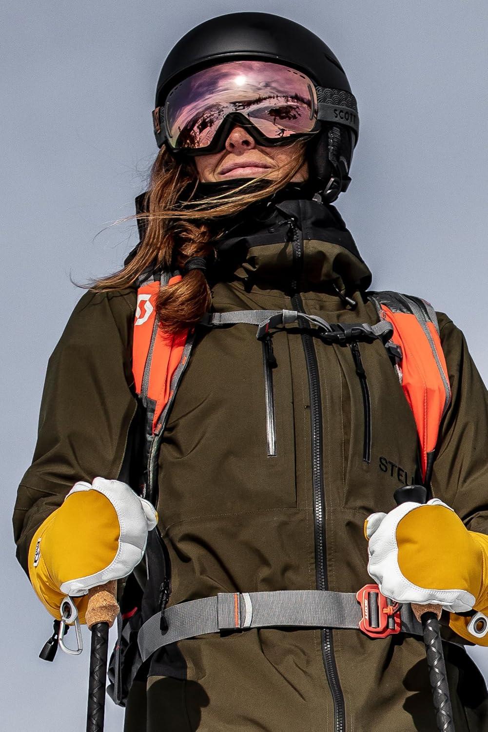 imageHestra Womens Heli Ski Female Mitt Leather Snow Mitten for Skiing Snowboarding and MountaineeringFuchsiaOffwhite