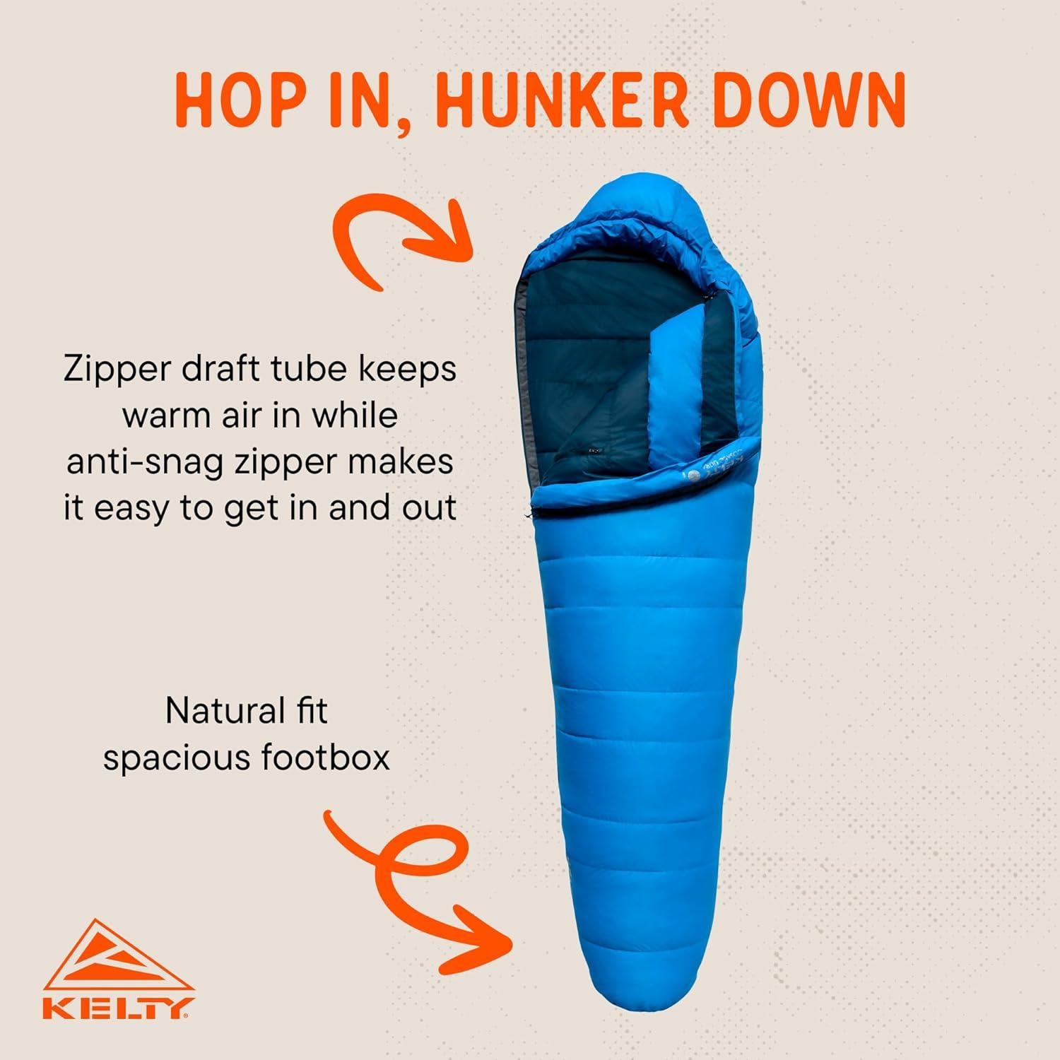 imageKelty Cosmic Ultra 20 Degree Sleeping Bag 800 Dridown Premium Thermal Efficiency Soft to Touch Large Footbox Environmental and Health Friendly C0 and PFCFree DWR Compression Stuff Sack ampamp MoreLong