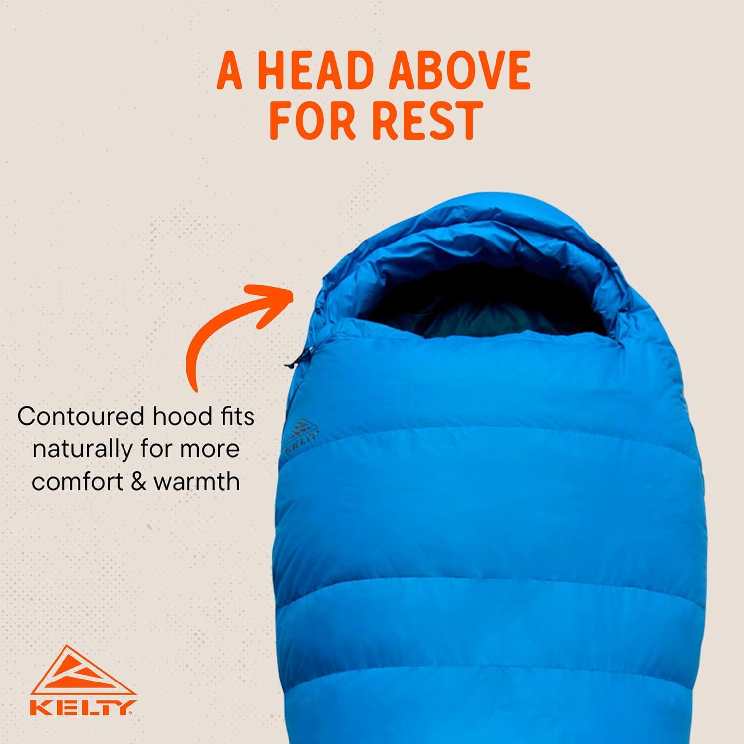 imageKelty Cosmic Ultra 20 Degree Sleeping Bag 800 Dridown Premium Thermal Efficiency Soft to Touch Large Footbox Environmental and Health Friendly C0 and PFCFree DWR Compression Stuff Sack ampamp MoreLong