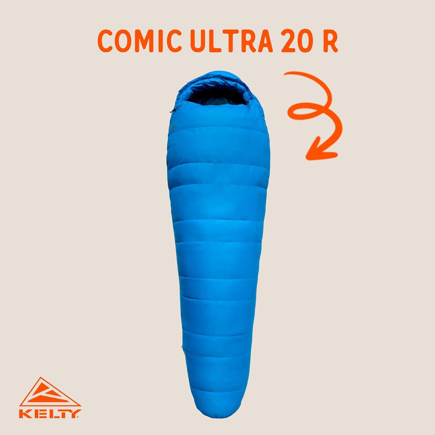 imageKelty Cosmic Ultra 20 Degree Sleeping Bag 800 Dridown Premium Thermal Efficiency Soft to Touch Large Footbox Environmental and Health Friendly C0 and PFCFree DWR Compression Stuff Sack ampamp MoreLong