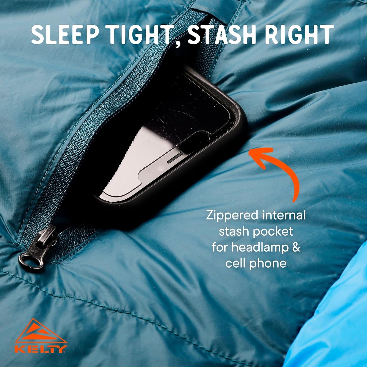 imageKelty Cosmic Ultra 20 Degree Sleeping Bag 800 Dridown Premium Thermal Efficiency Soft to Touch Large Footbox Environmental and Health Friendly C0 and PFCFree DWR Compression Stuff Sack ampamp MoreLong