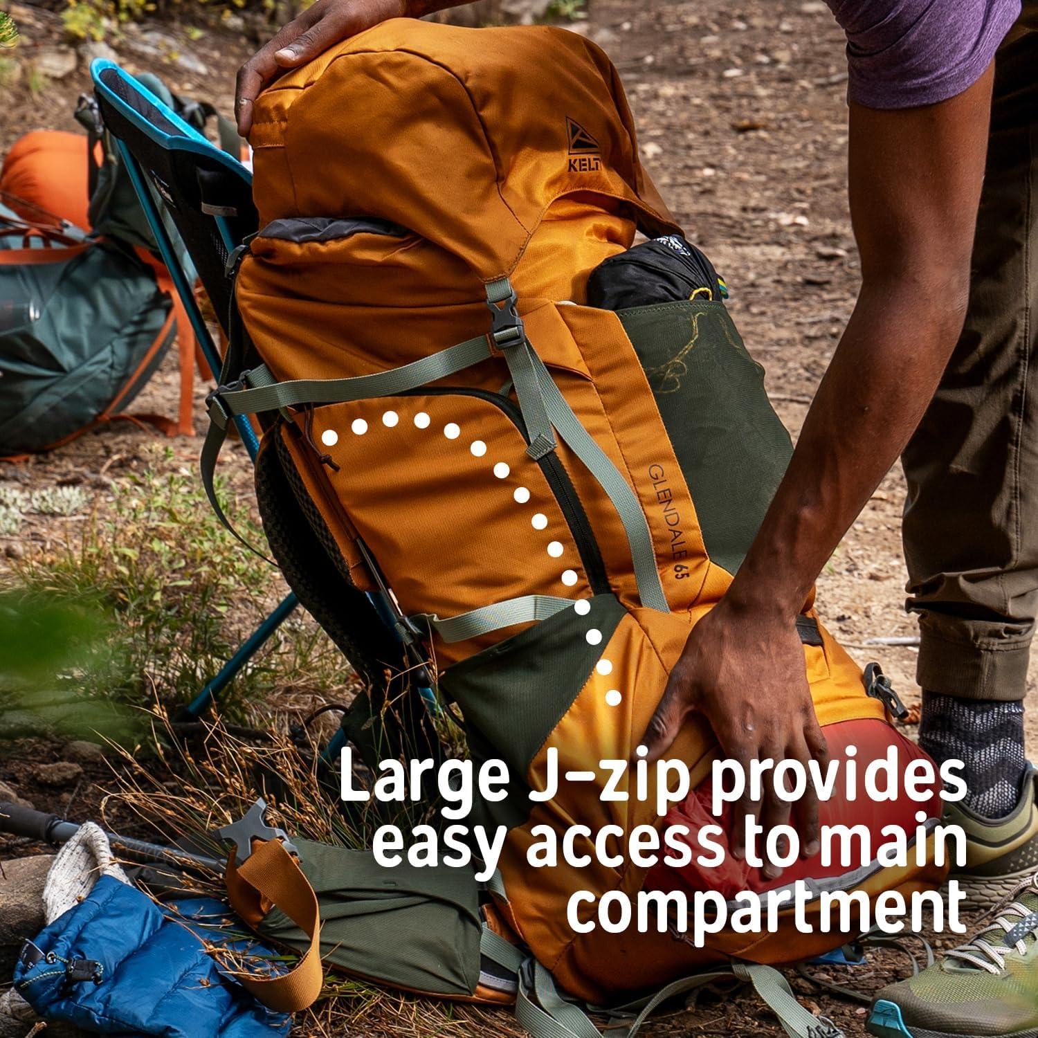 imageKelty Glendale 65L 105L Multiday Backpacking Thru Hiking Pack Adjustable Suspension Customized Fit Pageant Blue 105LSea Spray