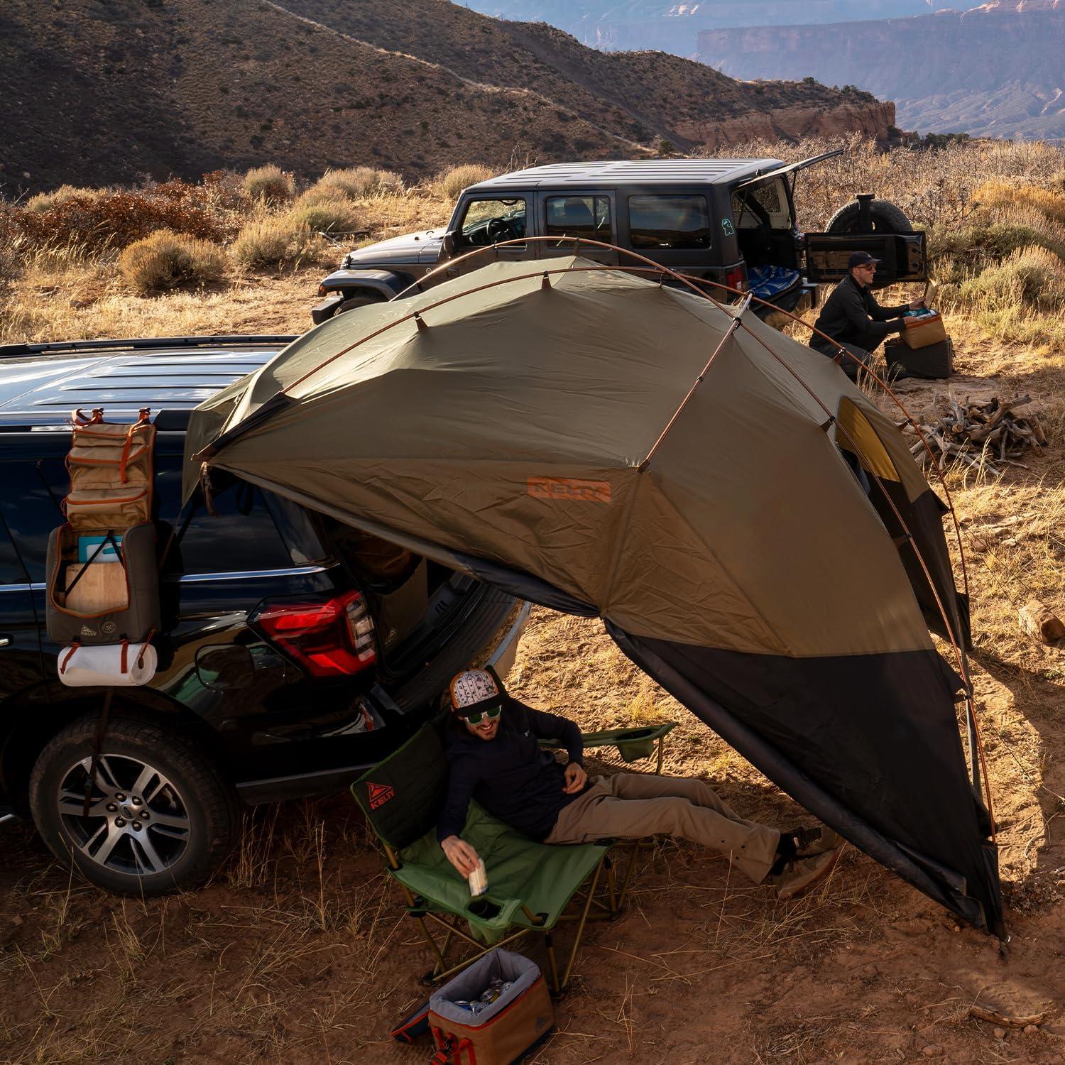 imageKelty Highroads Overlanding Shelter Universal Mount Car Camping Tent with Large Zippered Entry Aluminum Frame Adjustable Walls and Windows UV Protection Rainproof Stuff Duffel Included 2024Highroads Shelter Aluminum Frame