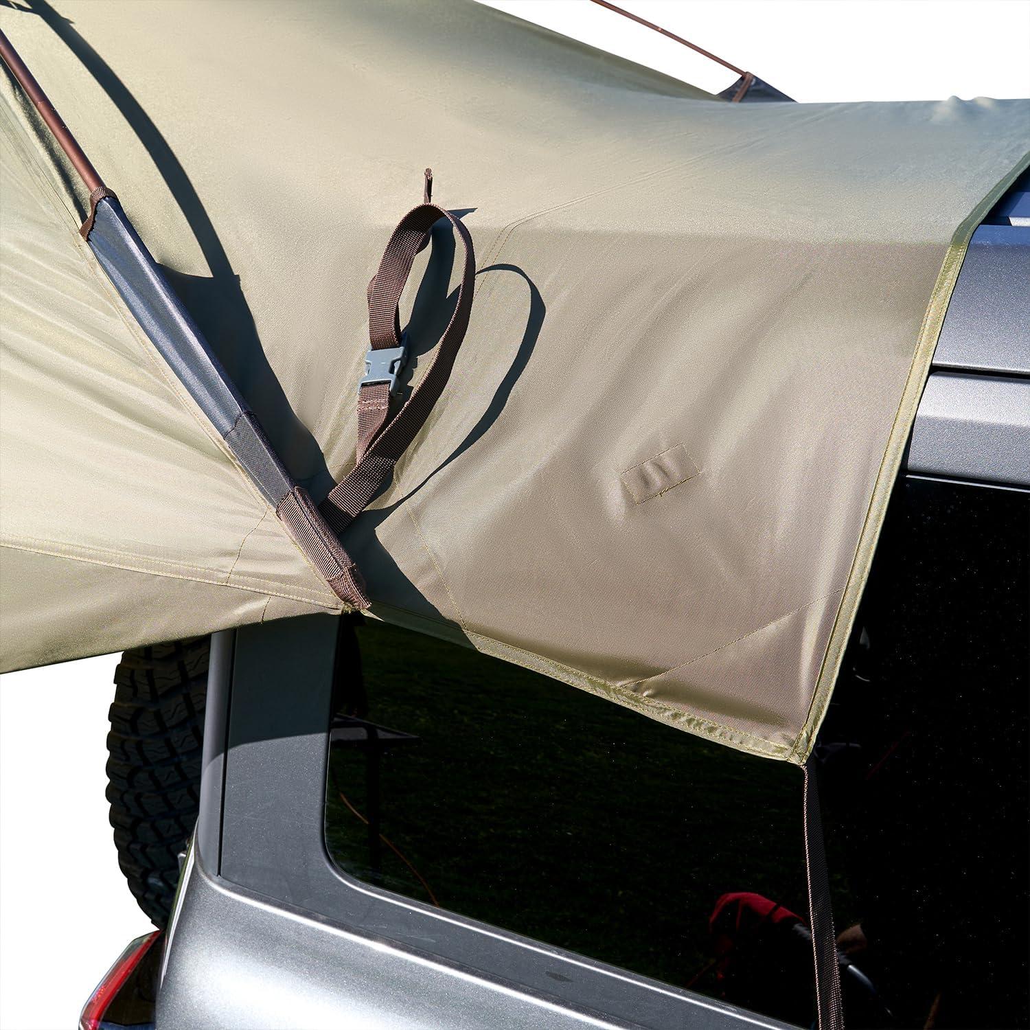 imageKelty Highroads Overlanding Shelter Universal Mount Car Camping Tent with Large Zippered Entry Aluminum Frame Adjustable Walls and Windows UV Protection Rainproof Stuff Duffel Included 2024Highroads Shelter Aluminum Frame