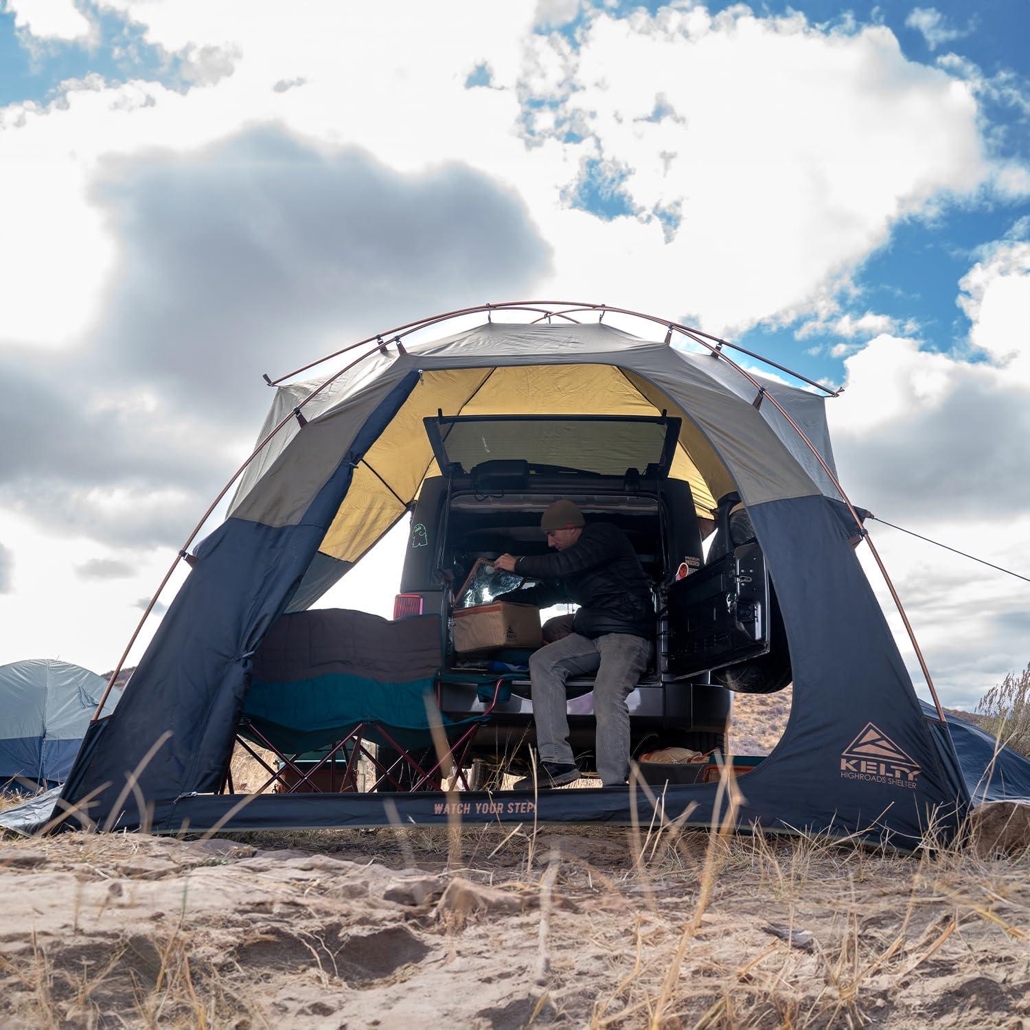 imageKelty Highroads Overlanding Shelter Universal Mount Car Camping Tent with Large Zippered Entry Aluminum Frame Adjustable Walls and Windows UV Protection Rainproof Stuff Duffel Included 2024Highroads Shelter Aluminum Frame