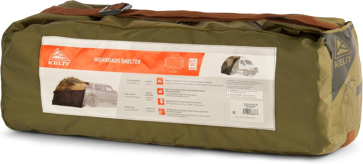 imageKelty Highroads Overlanding Shelter Universal Mount Car Camping Tent with Large Zippered Entry Aluminum Frame Adjustable Walls and Windows UV Protection Rainproof Stuff Duffel Included 2024Highroads Shelter Aluminum Frame