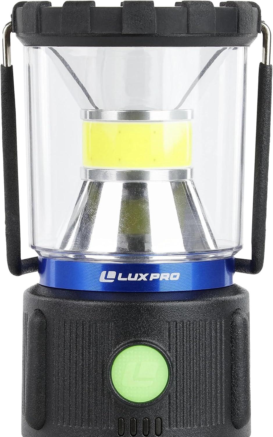 imageLUXPRO LP476 Large Broadbeam Lantern with Red Light 1000 Lumens Max Output BatteryPowered Camping Lantern with GlowinTheDark Button Premium Electric Lantern